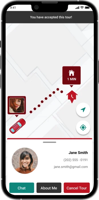 Screenshot of live tracking